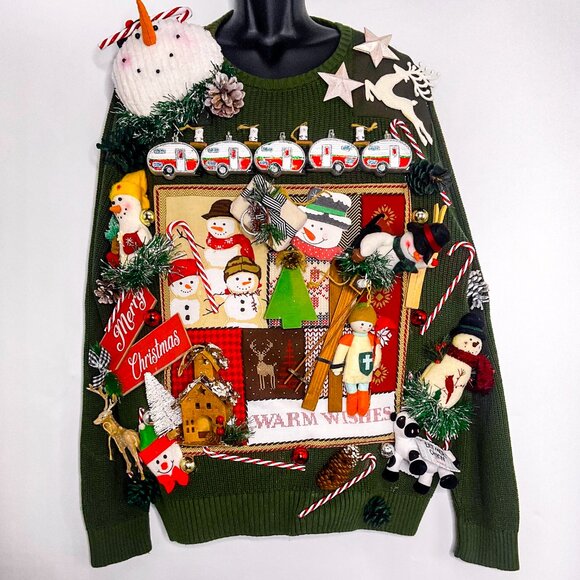 3D Mens Ugly Christmas Sweater: Handmade XXL Holiday Party Pullover - Picture 10 of 10